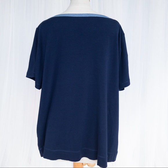 LAUREN Ralph Lauren Women's 3X Short Sleeve Navy Shirt - Picture 4 of 14